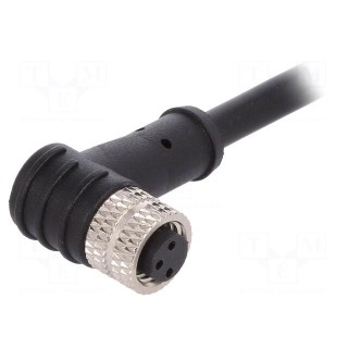 Connector: M8 | female | PIN: 3 | angled | plug | 3A | IP67 | 60V | 1m | PVC