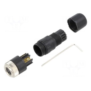 Connector: M8 | female | PIN: 3 | straight | for cable | plug | 3A | 60V