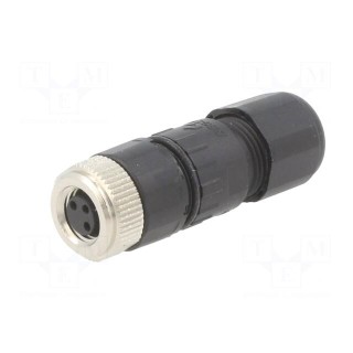 Connector: M8 | female | PIN: 3 | straight | for cable | plug | 3A | 60V
