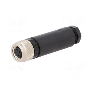 Connector: M8 | female | PIN: 3 | straight | for cable | plug | 4A | IP67