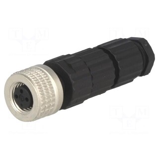 Connector: M8 | female | PIN: 3 | straight | for cable | plug | E | 4A | IP67