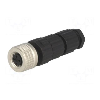 Connector: M8 | female | PIN: 3 | straight | for cable | plug | E | 4A | IP67