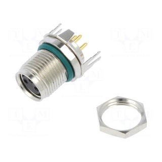 Connector: M8 | female | PIN: 3 | straight | on PCBs | socket | 4A | IP68