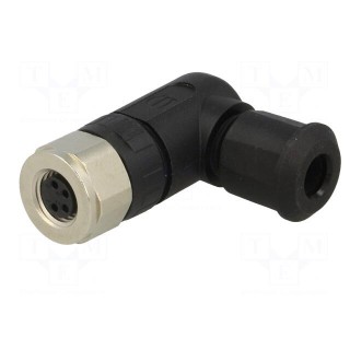 Connector: M8 | female | PIN: 4 | angled 90° | for cable | plug | 4A | IP67