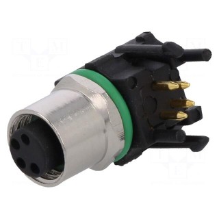 Connector: M8 | female | PIN: 4 | angled 90° | for panel mounting | 3A