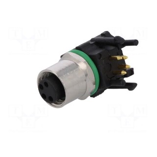 Connector: M8 | female | PIN: 4 | angled 90° | for panel mounting | 3A