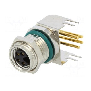 Connector: M8 | female | PIN: 4 | angled 90° | on PCBs | socket | 4A | IP68