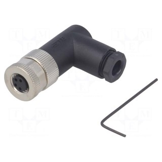Connector: M8 | female | PIN: 4 | angled 90° | unshielded | for cable