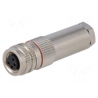 Connector: M8 | female | PIN: 4 | for cable | plug | 3A | IP67 | 30V