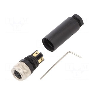 Connector: M8 | female | PIN: 4 | for cable | plug | 4A | IP67 | 30V