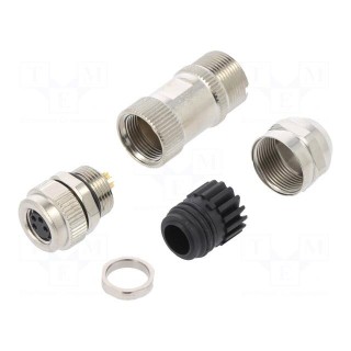 Connector: M8 | female | PIN: 4 | straight | for cable | plug | 3A | 30V