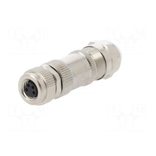 Connector: M8 | female | PIN: 4 | straight | for cable | plug | 3A | 30V