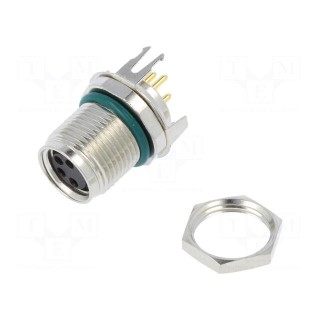 Connector: M8 | female | PIN: 4 | straight | on PCBs | socket | 4A | IP68
