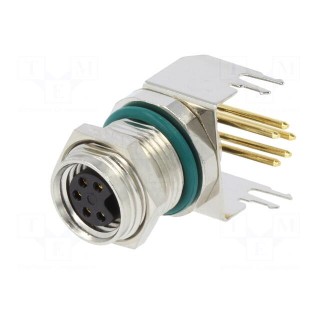Connector: M8 | female | PIN: 5 | angled 90° | on PCBs | socket | 1.5A