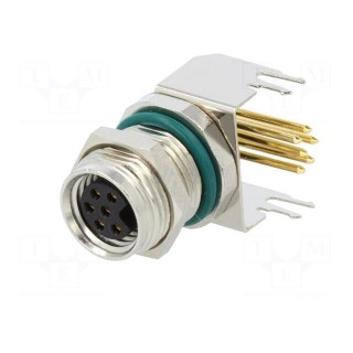 Connector: M8 | female | PIN: 6 | angled 90° | on PCBs | socket | 1.5A | 30V