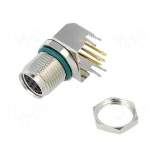 Connector: M8 | female | PIN: 6 | angled 90° | on PCBs | socket | 1.5A