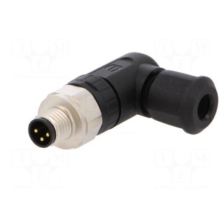 Connector: M8 | male | PIN: 3 | angled 90° | for cable | plug | 4A | IP67