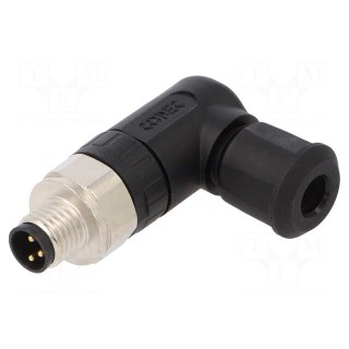 Connector: M8 | male | PIN: 3 | angled 90° | for cable | plug | IP67