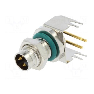 Connector: M8 | male | PIN: 3 | angled 90° | on PCBs | socket | 4A | IP68
