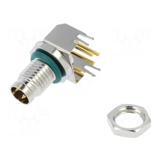 Connector: M8 | male | PIN: 3 | angled 90° | socket | 4A | IP68 | 30V | metal