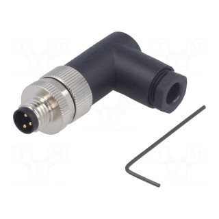 Connector: M8 | male | PIN: 3 | angled 90° | unshielded | for cable | plug