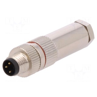 Connector: M8 | male | PIN: 3 | for cable | plug | 3A | IP67 | 60V