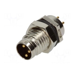 Connector: M8 | male | PIN: 3 | for panel mounting,front side nut