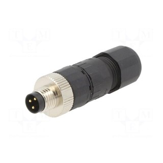 Connector: M8 | male | PIN: 3 | straight | for cable | plug | 3A | IP65 | 60V
