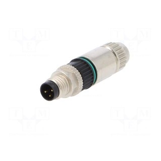 Connector: M8 | male | PIN: 3 | straight | for cable | plug | 4A | IP65,IP67