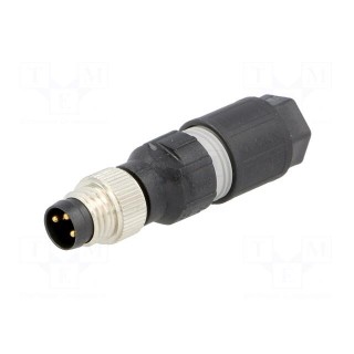 Connector: M8 | male | PIN: 3 | straight | for cable | plug | 4A | IP65/IP67