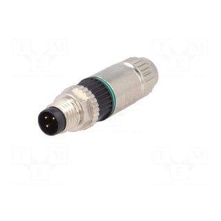 Connector: M8 | male | PIN: 3 | straight | for cable | plug | 4A | IP67 | 32V