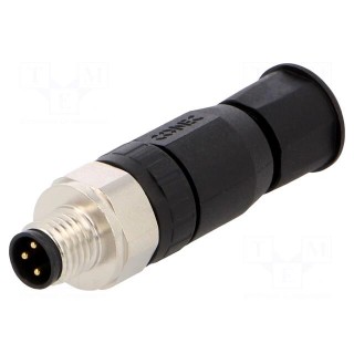 Connector: M8 | male | PIN: 3 | straight | for cable | plug | IP67 | 4÷5.5mm