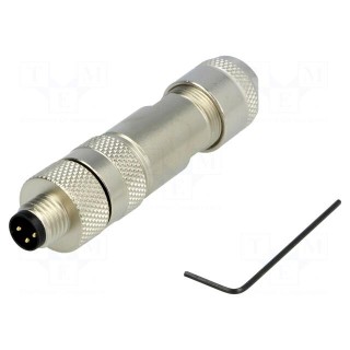 Connector: M8 | male | PIN: 3 | straight | shielded | for cable | plug