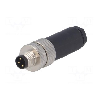 Connector: M8 | male | PIN: 3 | straight | unshielded | for cable | plug