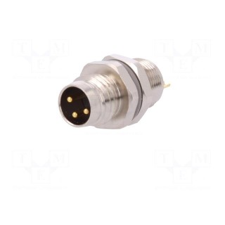 Connector: M8 | male | PIN: 3 | for panel mounting,rear side nut