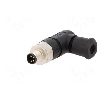 Connector: M8 | male | PIN: 4 | angled 90° | for cable | plug | 4A | IP67