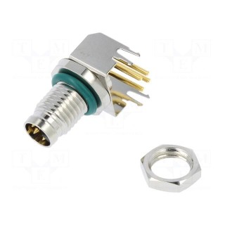 Connector: M8 | male | PIN: 4 | angled 90° | on PCBs | socket | 4A | IP68