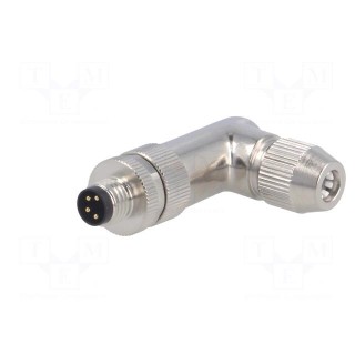 Connector: M8 | male | PIN: 4 | angled 90° | shielded | for cable | plug