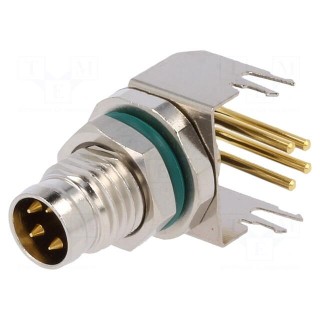 Connector: M8 | male | PIN: 4 | angled 90° | socket | 4A | IP68 | 30V | metal