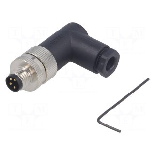 Connector: M8 | male | PIN: 4 | angled 90° | unshielded | for cable | plug