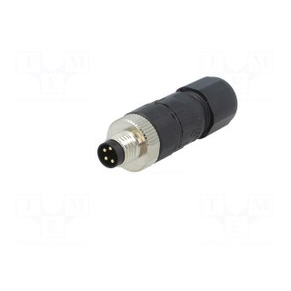 Connector: M8 | male | PIN: 4 | straight | for cable | plug | 3A | IP65 | 30V