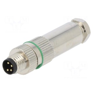 Connector: M8 | male | PIN: 4 | straight | for cable | plug | 3A | IP65/IP67