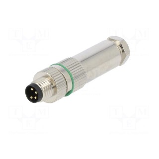Connector: M8 | male | PIN: 4 | straight | for cable | plug | 3A | IP65,IP67