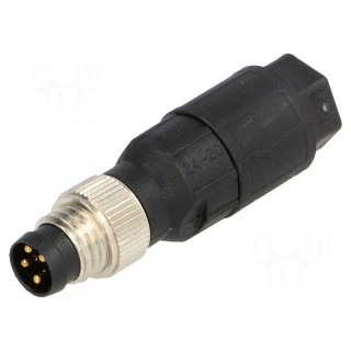 Connector: M8 | male | PIN: 4 | straight | for cable | plug | 4A | IP65,IP67