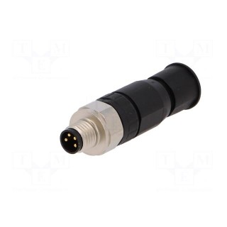 Connector: M8 | male | PIN: 4 | straight | for cable | plug | 4A | IP67 | 30V