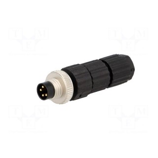Connector: M8 | male | PIN: 4 | straight | for cable | plug | E | 4A | IP67