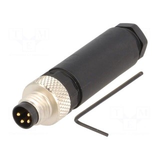 Connector: M8 | male | PIN: 4 | straight | for cable | plug | IP67 | 30V