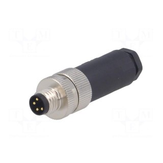Connector: M8 | male | PIN: 4 | straight | unshielded | for cable | plug