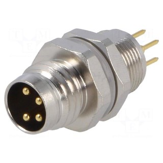 Connector: M8 | male | PIN: 4 | for panel mounting,rear side nut