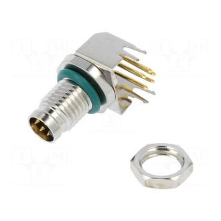 Connector: M8 | male | PIN: 5 | angled 90° | on PCBs | socket | 1.5A | IP68